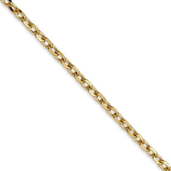 3mm, 14k Yellow Gold Diamond Cut Solid Cable Chain Necklace, 24 Inch - Picture 1 of 8